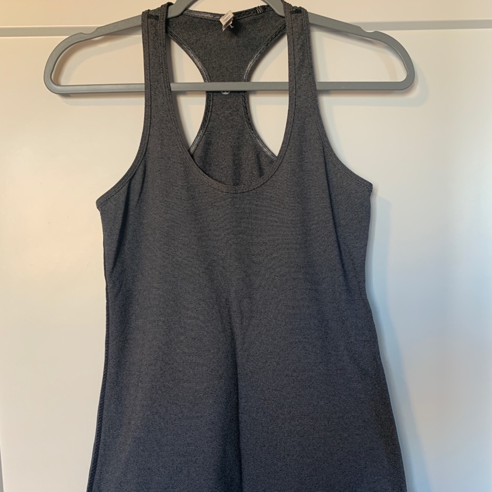 Lululemon Cool Racerback Tank Top Black White Striped Size 8